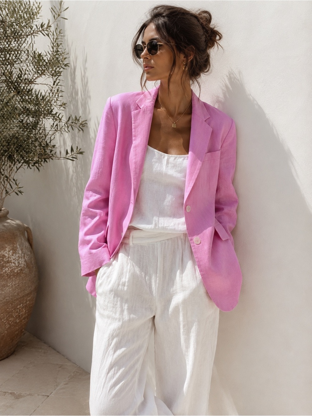 NWOT $540 MSRP Lauren Ralph Lauren Pink 100% Linen Blazer fully lined